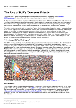 South Asia @ LSE: the Rise of BJP's 'Overseas Friends'