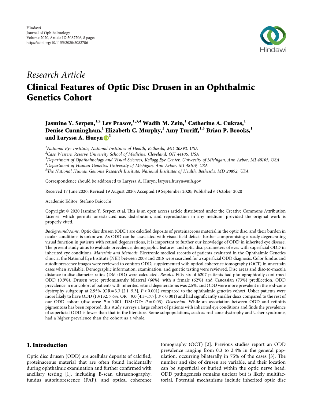 Clinical Features of Optic Disc Drusen in an Ophthalmic Genetics Cohort