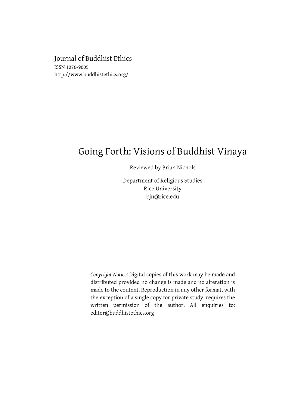 Visions of Buddhist Vinaya