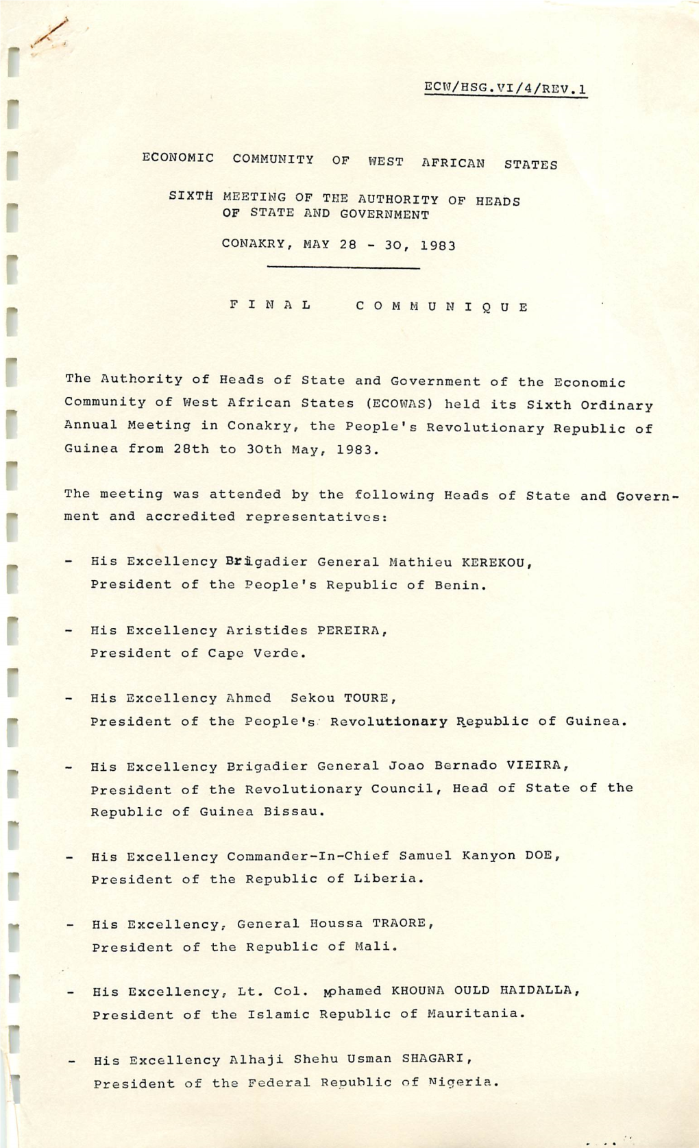 Economic Community of West African States(ECOWAS)