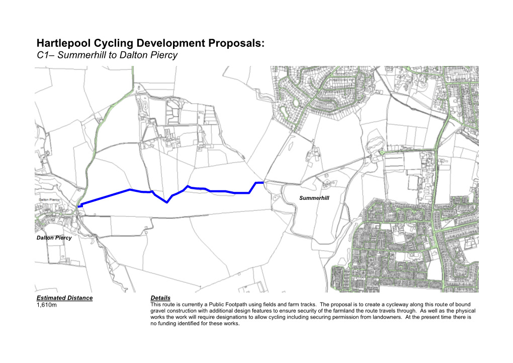 Hartlepool Cycling Development Proposals: C1– Summerhill to Dalton Piercy
