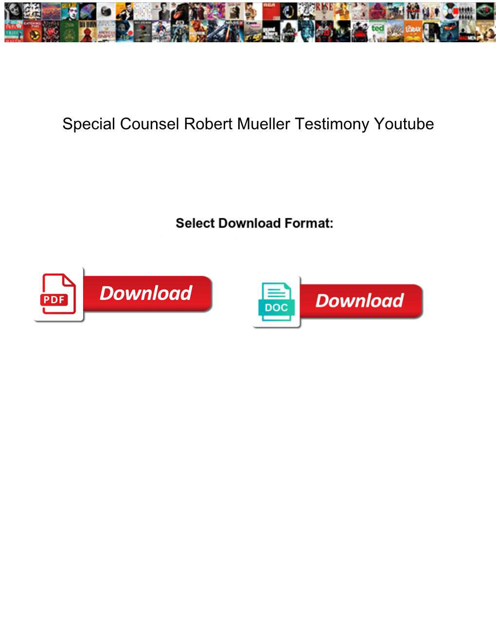 Special Counsel Robert Mueller Testimony Youtube