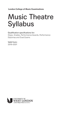 Music Theatre Syllabus 2019–2021