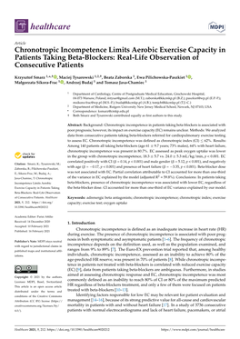 Chronotropic Incompetence Limits Aerobic Exercise Capacity in Patients Taking Beta-Blockers: Real-Life Observation of Consecutive Patients