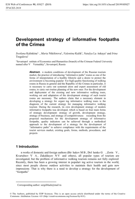 Development Strategy of Informative Footpaths of the Crimea