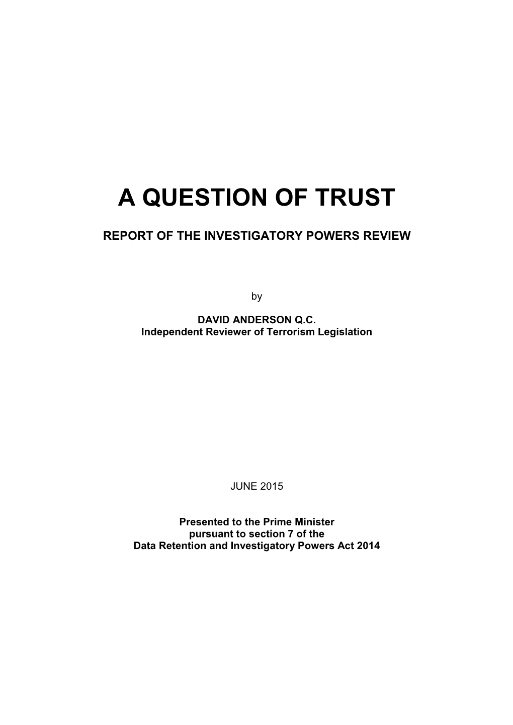 A Question of Trust