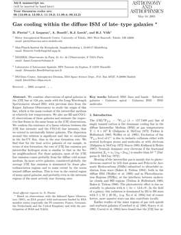 ASTRONOMY and ASTROPHYSICS Gas Cooling Within the Diffuse ISM