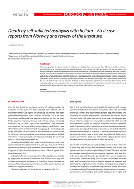 Death by Self-Inflicted Asphyxia with Helium – First Case Reports from Norway and Review of the Literature