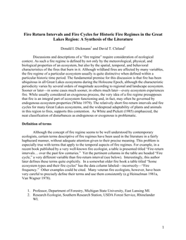 Fire Return Intervals and Fire Cycles for Historical Fire Regimes in The