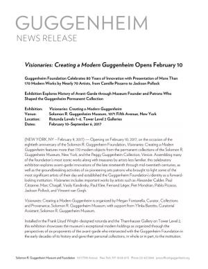 Visionaries: Creating a Modern Guggenheim Opens February 10