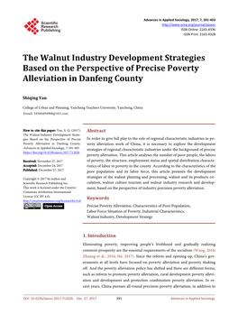 The Walnut Industry Development Strategies Based on the Perspective of Precise Poverty Alleviation in Danfeng County
