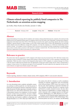 Climate-Related Reporting by Publicly Listed Companies in the Netherlands: an Attention-Action Mapping