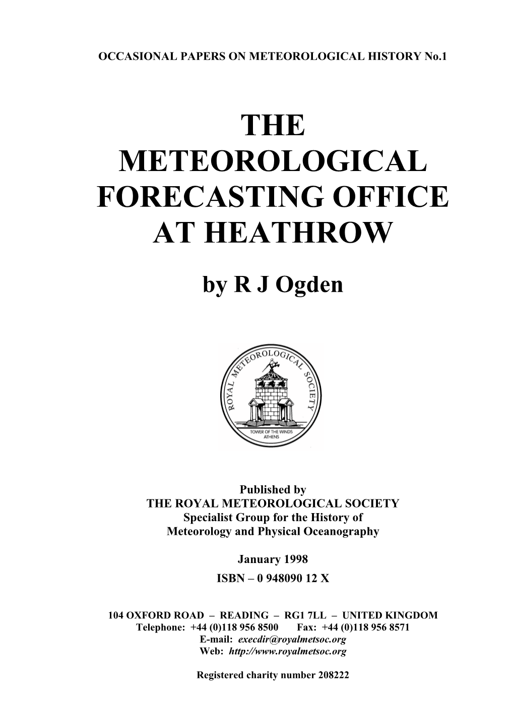 OCCASIONAL PAPERS on METEOROLOGICAL HISTORY No.1