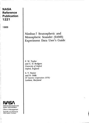 NASA Reference Publication 1221 Nimbus- 7 Stratospheric And