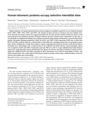 Human Telomeric Proteins Occupy Selective Interstitial Sites