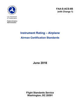 Instrument Rating ‒ Airplane Airman Certification Standards