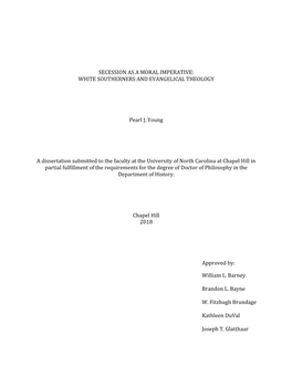 Secession As a Moral Imperative: White Southerners and Evangelical Theology