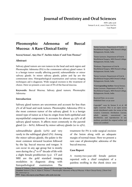 Pleomorphic Adenoma of Buccal Mucosa: a Rare Clinical Entity