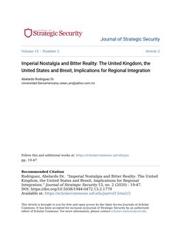 Imperial Nostalgia and Bitter Reality: the United Kingdom, the United States and Brexit, Implications for Regional Integration