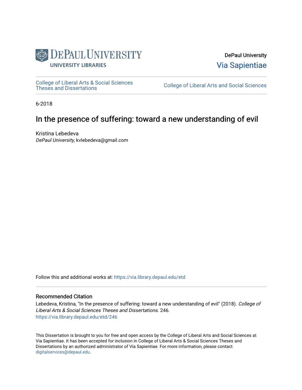 In the Presence of Suffering: Toward a New Understanding of Evil