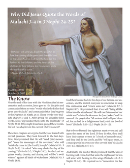 Why Did Jesus Quote the Words of Malachi 3-4 in 3 Nephi 24-25? the Know