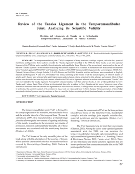 Review of the Tanaka Ligament in the Temporomandibular Joint