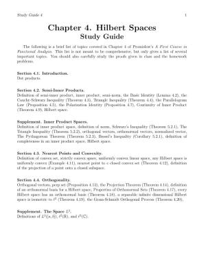 Chapter 4. Hilbert Spaces Study Guide