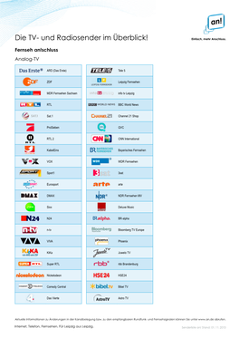 Die TV- Und Radiosender Im Überblick!