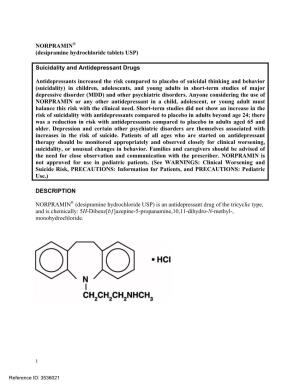 NORPRAMIN® (Desipramine Hydrochloride Tablets USP)