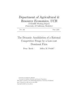 Department of Agricultural & Resource Economics