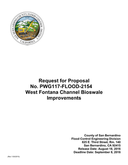 Request for Proposal No. PWG117-FLOOD-2154 West Fontana Channel Bioswale Improvements