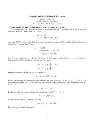 Notes on Median and Quantile Regression