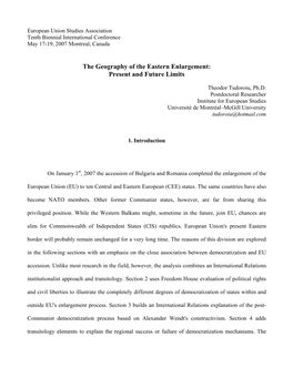 The Geography of the Eastern Enlargement: Present and Future Limits