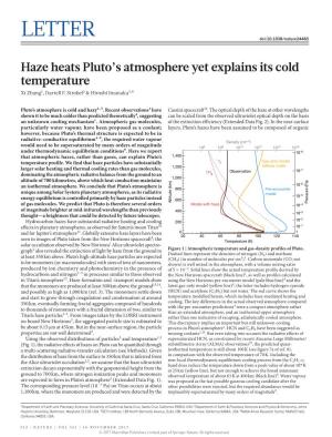 Haze Heats Pluto's Atmosphere Yet Explains Its Cold Temperature