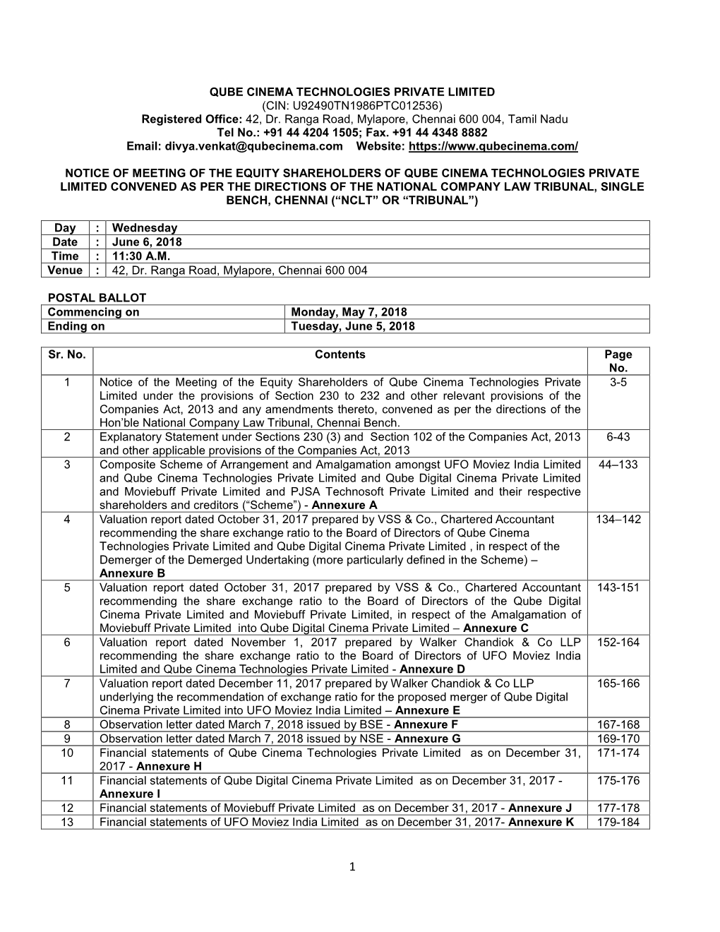 Registered Office: 42, Dr. Ranga Road, Mylapore, Chennai 600 004, Tamil Nadu Tel No.: +91 44 4204 1505; Fax