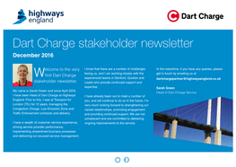 Dart Charge Stakeholder Newsletter December 2016