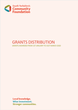 Grants Distribution Grants Awarded from 1St January to 31St March 2020