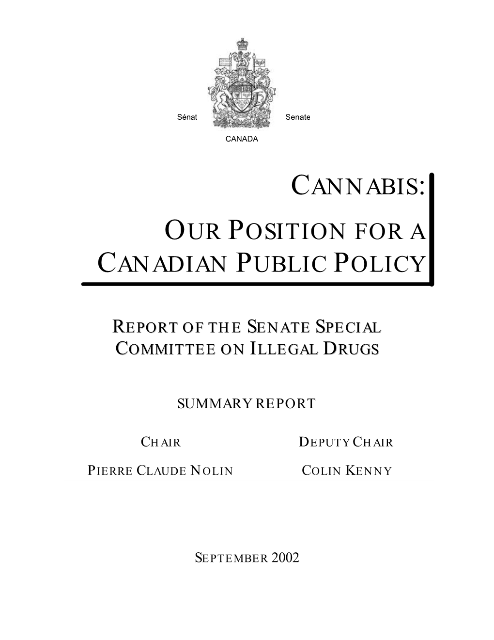 Cannabis: Our Position for a Canadian Public Policy