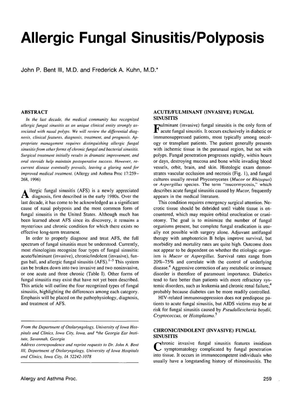 Allergic Fungal Sinusitis/Polyposis