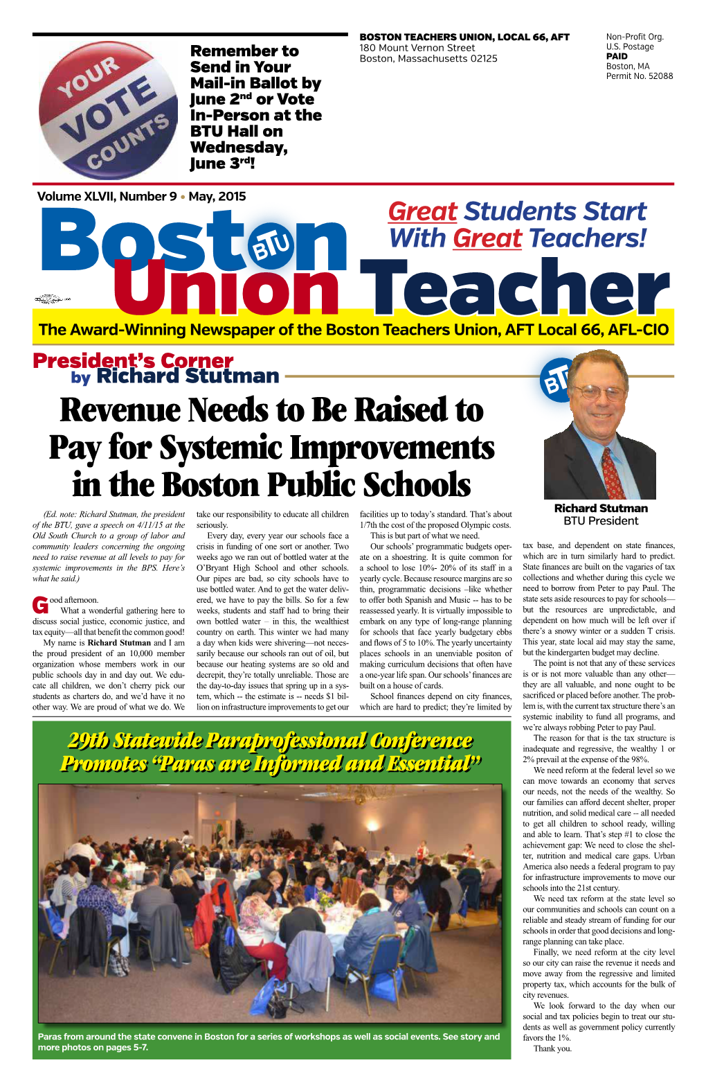 Revenue Needs to Be Raised to Pay for Systemic Improvements in the Boston Public Schools Richard Stutman (Ed