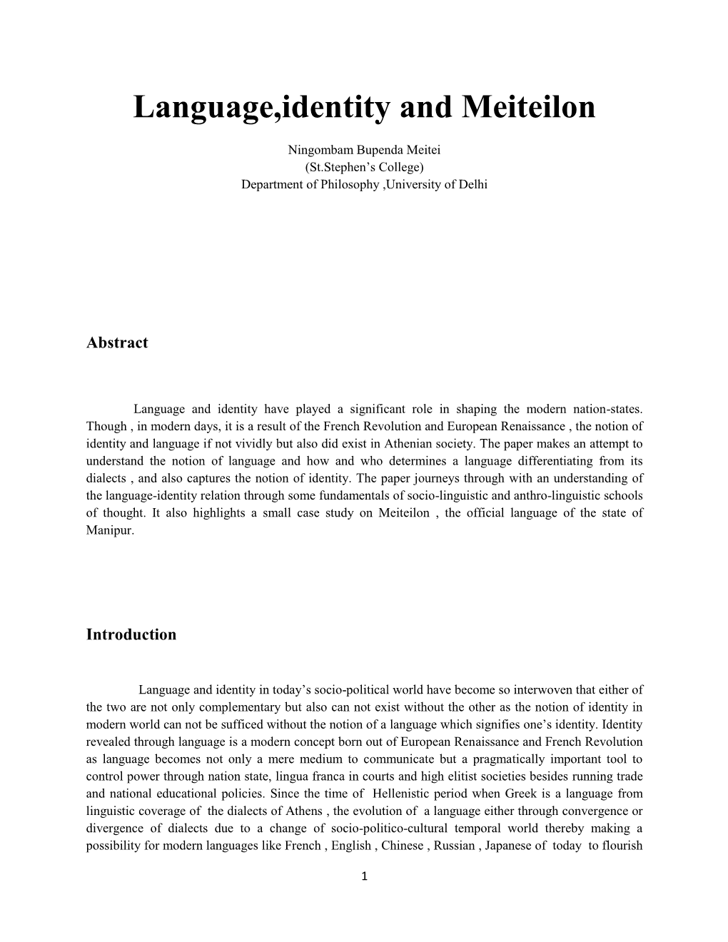 Language,Identity and Meiteilon