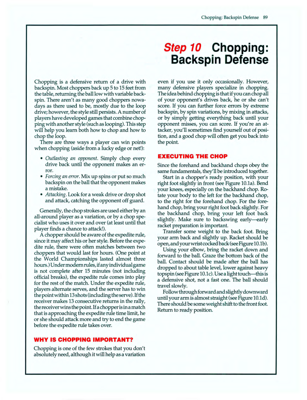 Step 10 Chopping: Backspin Defense