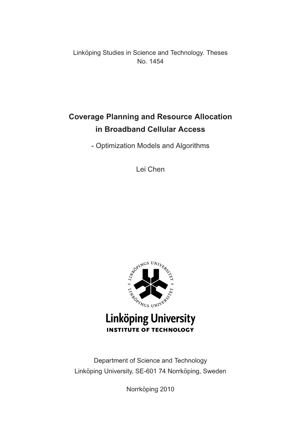 Coverage Planning and Resource Allocation in Broadband Cellular Access