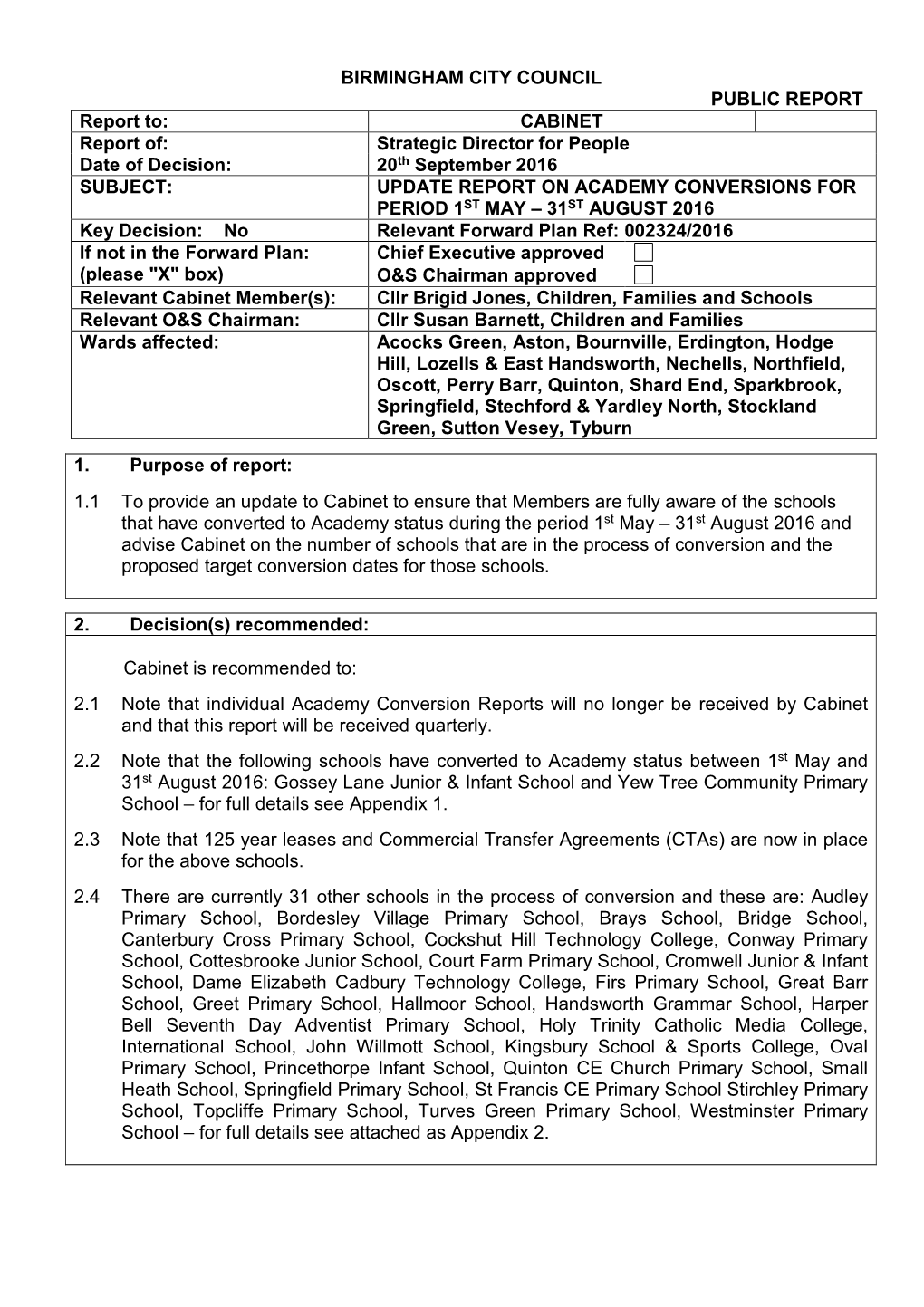 Revised Protocol & Review of Cabinet Reports Process