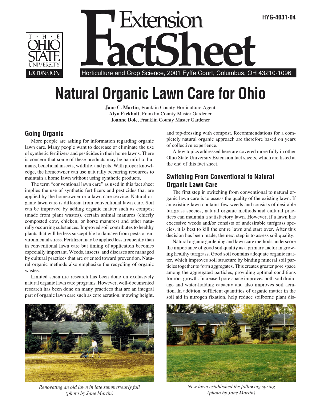 Natural Organic Lawn Care for Ohio Jane C