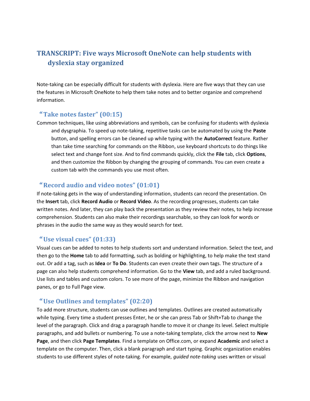 TRANSCRIPT: Five Ways Microsoft Onenote Can Help Students with Dyslexia Stay Organized