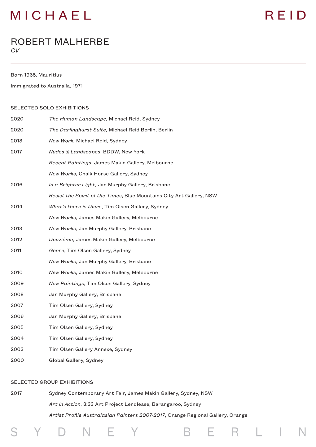 Robert Malherbe Cv