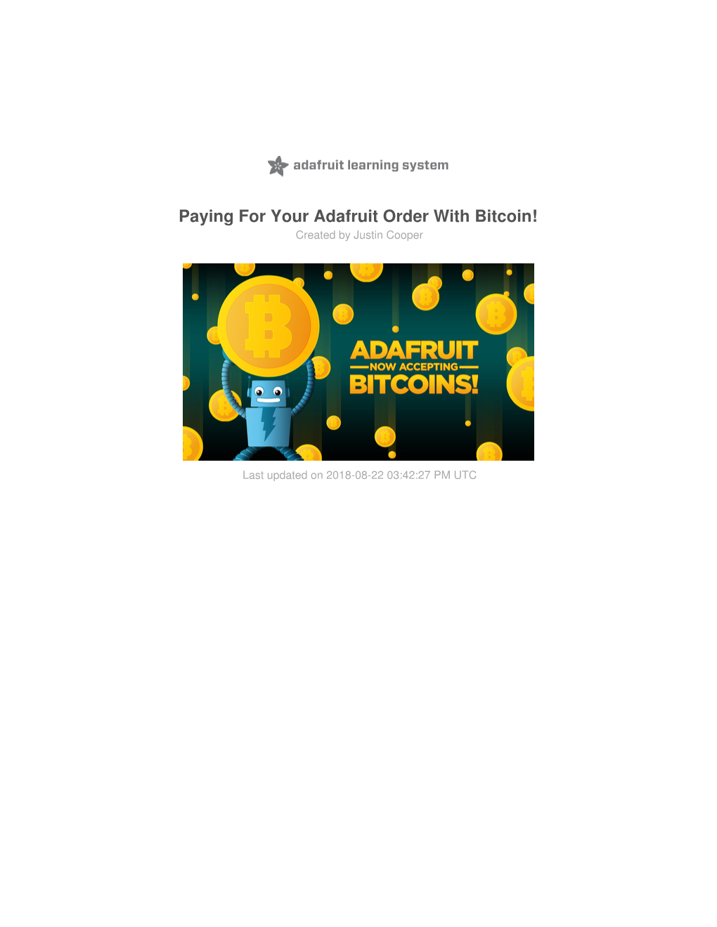 Paying for Your Adafruit Order with Bitcoin! Created by Justin Cooper