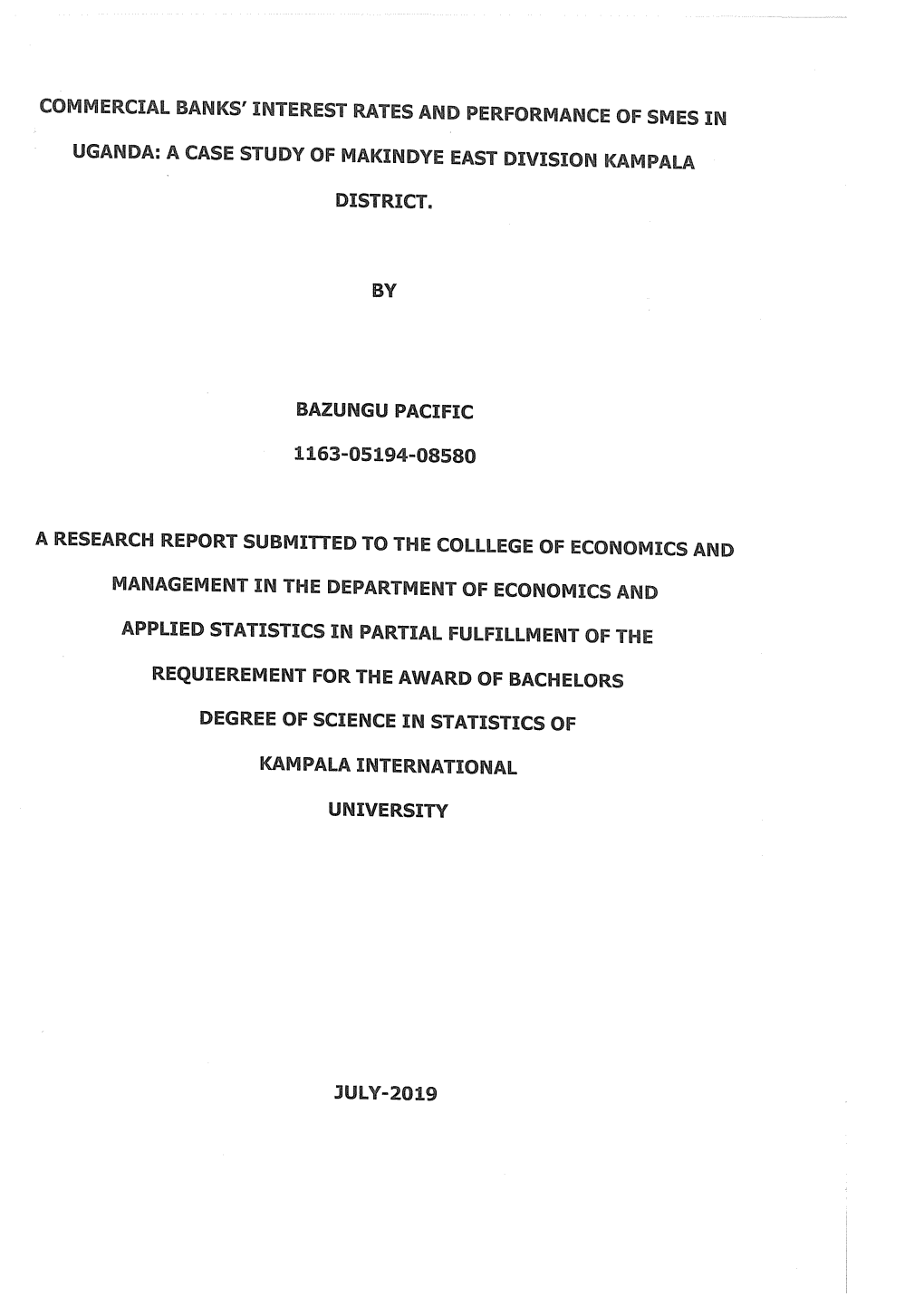 Commercial Banks' Interest Rates and Performance of Smes In