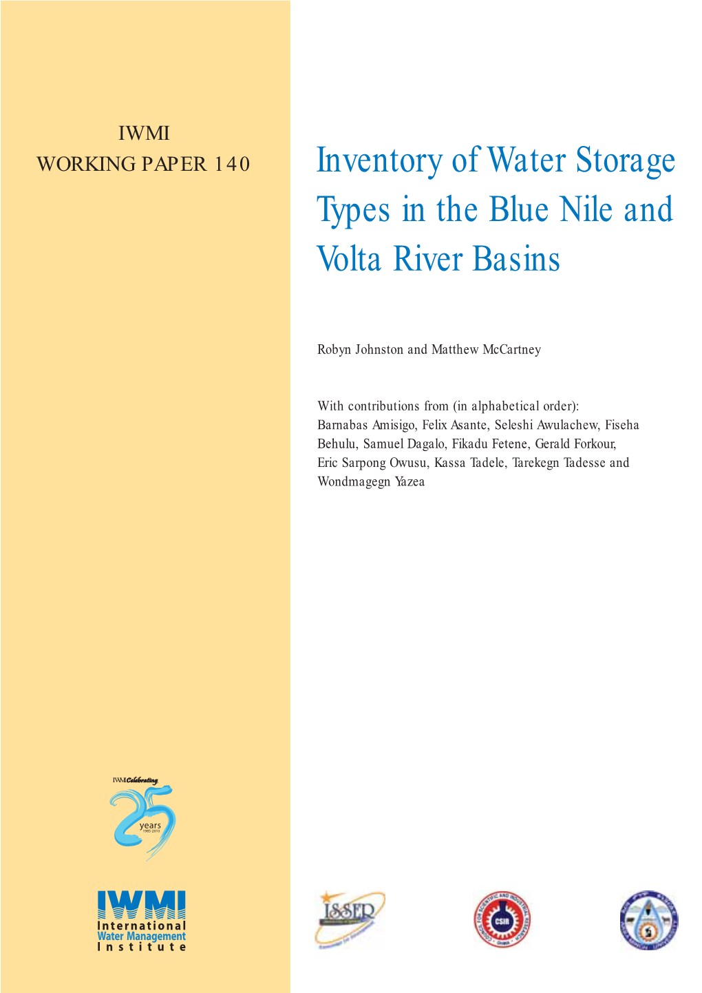 Inventory of Water Storage Types in the Blue Nile and Volta River Basins